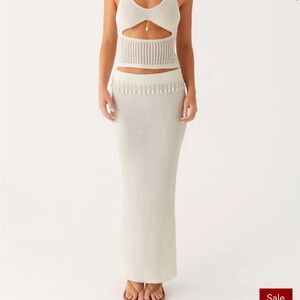 Off white pearl Knit Maxi Skirt